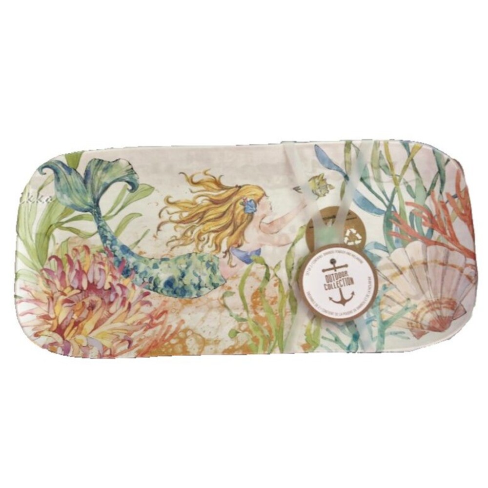 Mermaid Ocean Melamine Trays Set of 2 Folklore Beach Appetizer Sandwich Snack